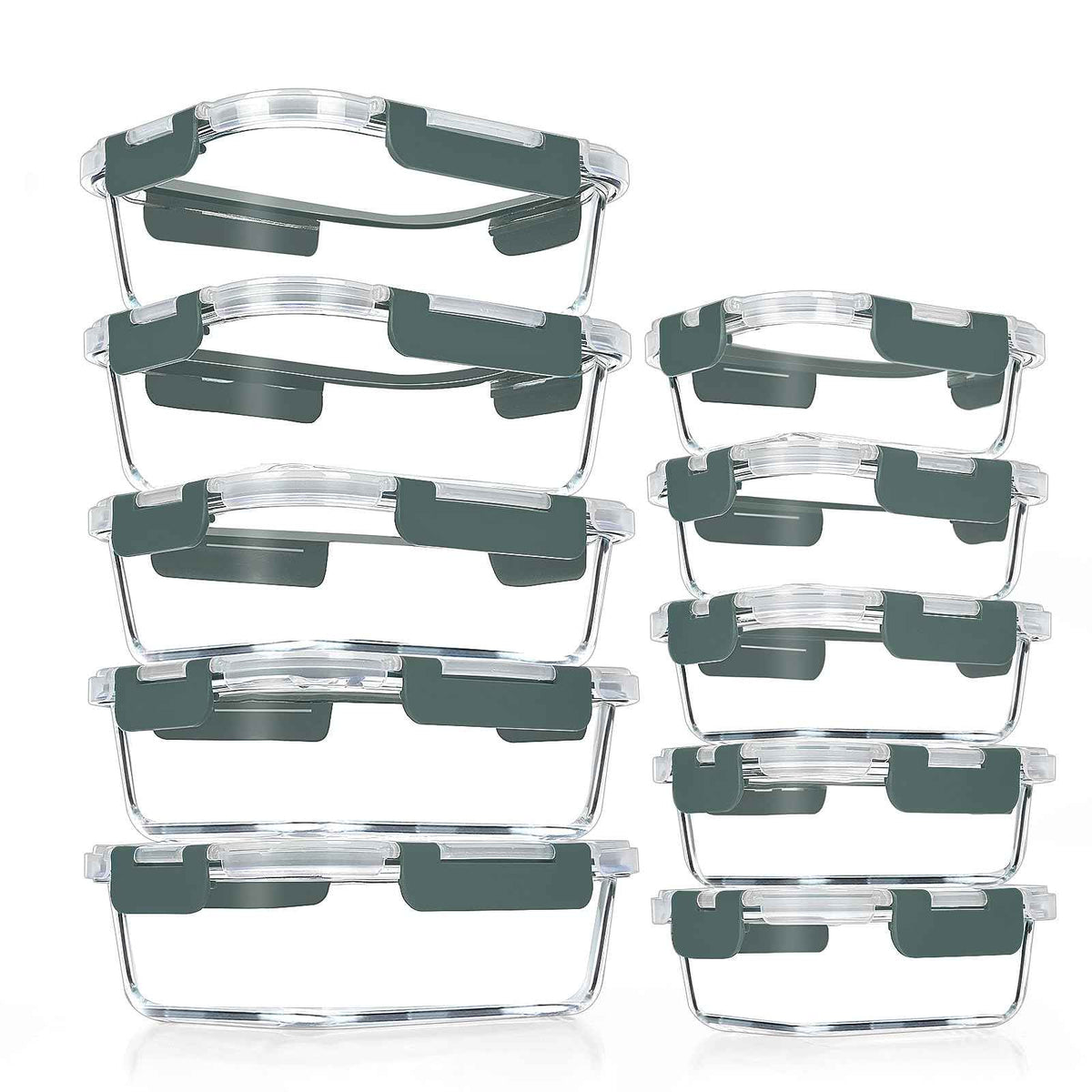 VERONES 10 Pack Glass Meal Prep Containers, Airtight & Stackable Glass Food Storage Containers Set with Lids,Exclusive of BPA,for Microwave, Oven, Freezer & Dishwasher,Grey 🍁 All In One Marketplace Canada