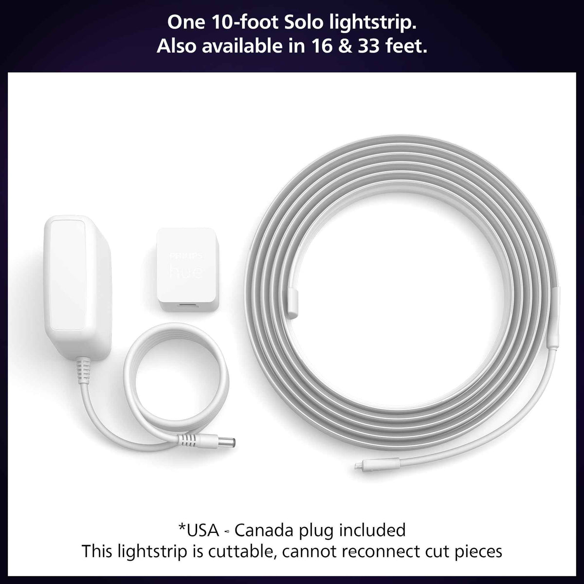 Philips Hue Indoor 3M (10FT) Smart LED Solo lightstrip Base Kit - 1 Pack - Control with Hue App - Works with Alexa, Google Assistant and Apple HomeKit 🍁 All In One Marketplace Canada