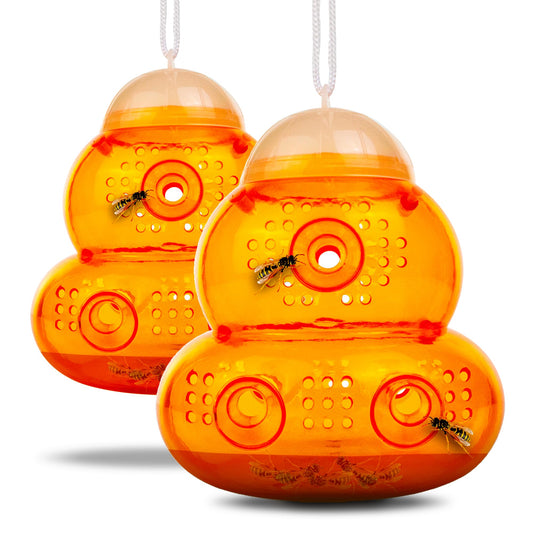 Aspectek Yellow Wasp Trap, 2 Pack, Outdoor Hanging Hornet, Yellow Jacket and Fly Catcher for Yard and Patio, Reusable, Easy Fill, Leak-Proof, Protect Garden, Patio, BBQ, Apple, Pear Trees, Berries 🍁 All In One Marketplace Canada