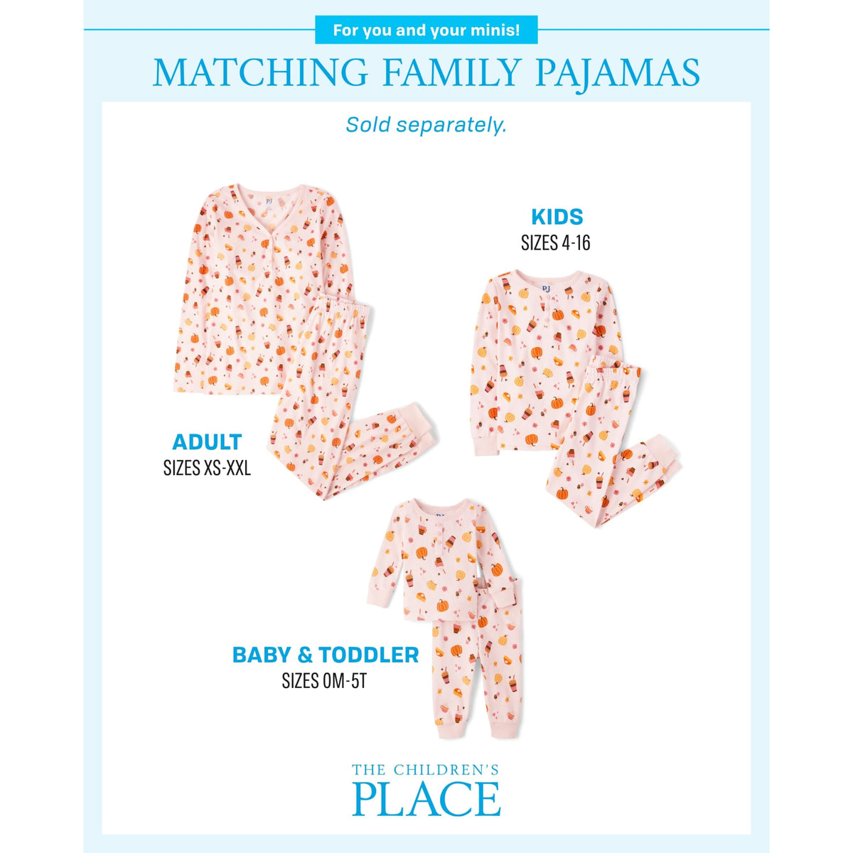 The Children’s Place Family Matching, Christmas and Holiday Pajama Sets, Cotton, Pumpkin/Candy Halloween, X-Large