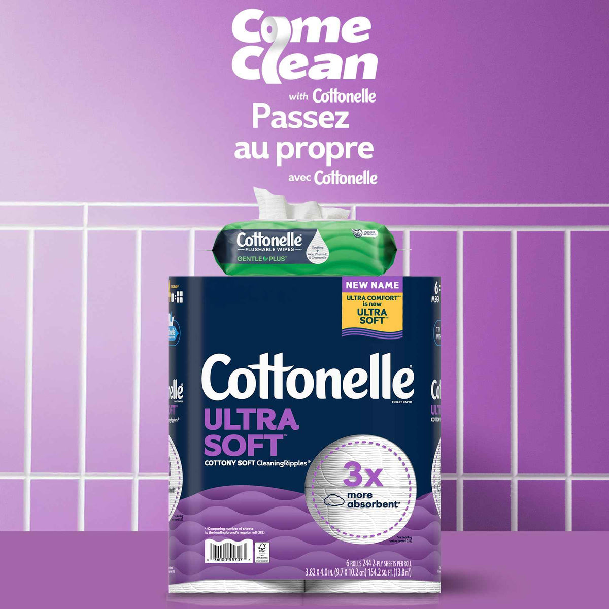 Cottonelle Toilet Paper, 24 Mega Rolls = 96 Regular Rolls, Ultra Soft (Formerly Ultra Comfort), Soft Bathroom Tissue, 244 Sheets per Roll, Packaging May Vary 🍁 All In One Marketplace Canada