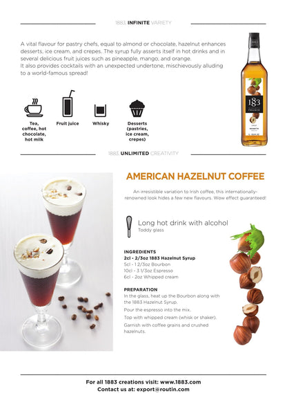 Maison Routin 1883 Roasted Hazelnut Syrup, Pet Bottle 1000 Milliliter 🍁 All In One Marketplace Canada