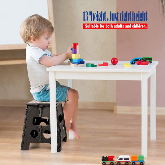 Acko Folding Step Stool 13 inch Heavy Duty Plastic Foldable Step Stool for Adults and Kids, Premium Black Step Stool Toddler, Small Collapsible Fold Up Stepping Stool Kitchen Bathroom Step Stool 🍁 All In One Marketplace Canada