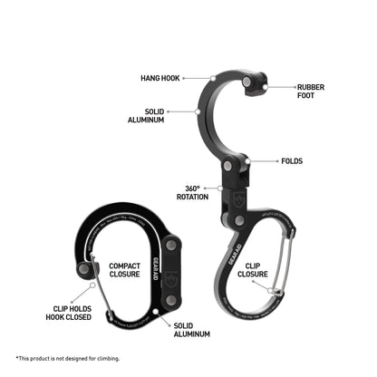 Gear AID HEROCLIP Carabiner Clip and Hook (Small) for Purse, Stroller, and Backpack, Black and Blue, 1 Pack 🍁 All In One Marketplace Canada