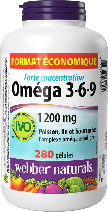 Webber Naturals Omega 3-6-9 1,200 mg Fish Oil, 280 Softgels, Supports Cardiovascular Health and Brain Function 🍁 All In One Marketplace Canada