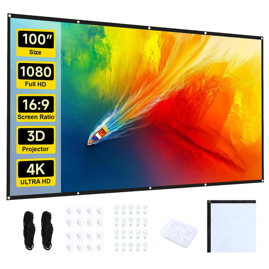 STWUI Projector Screen - 100 inch Projector Screen 16:9 Washable Foldable Portable Projector Movies Screen for Home Theater Outdoor Indoor Projector Screen,Support Double Sided Projection 🍁 All In One Marketplace Canada