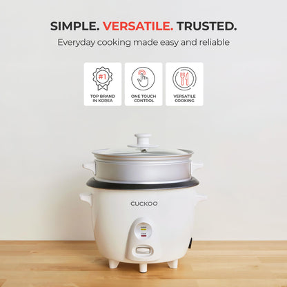 CUCKOO One Touch Rice Cooker 6-Cup (Uncooked) / 12-Cup (Cooked), Small Rice Cooker & Warmer with Steamer Tray, Versatile Grain Cooker, Soup Maker, Auto Keep Warm, White (CR-0601C) 🍁 All In One Marketplace Canada