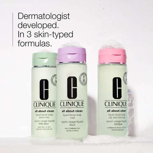 Clinique 3-Step All About Clean Liquid Gentle Facial Cleanser Soap For Dry Combination Skin Types, Mild, 200ml 🍁 All In One Marketplace Canada
