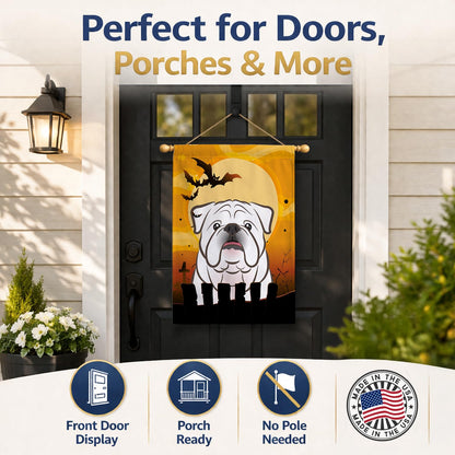 Caroline's Treasures BB1778CHF Halloween White English Bulldog Canvas House Size Flag, Multicolor, Large
