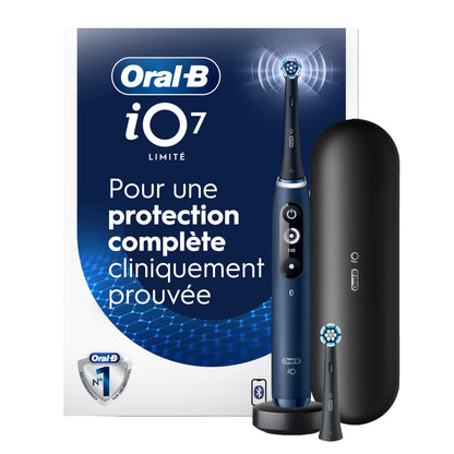 Oral-B iO Electric Toothbrush, Deep Clean + Protect, Rechargeable, Sapphire Blue with Visible Pressure Sensor, 5 Cleaning Settings, 2 Min Timer, a iO Series 7 Toothbrush, 2 Replacement Brush Heads, and Charging Travel Case 🍁 All In One Marketplace Canada