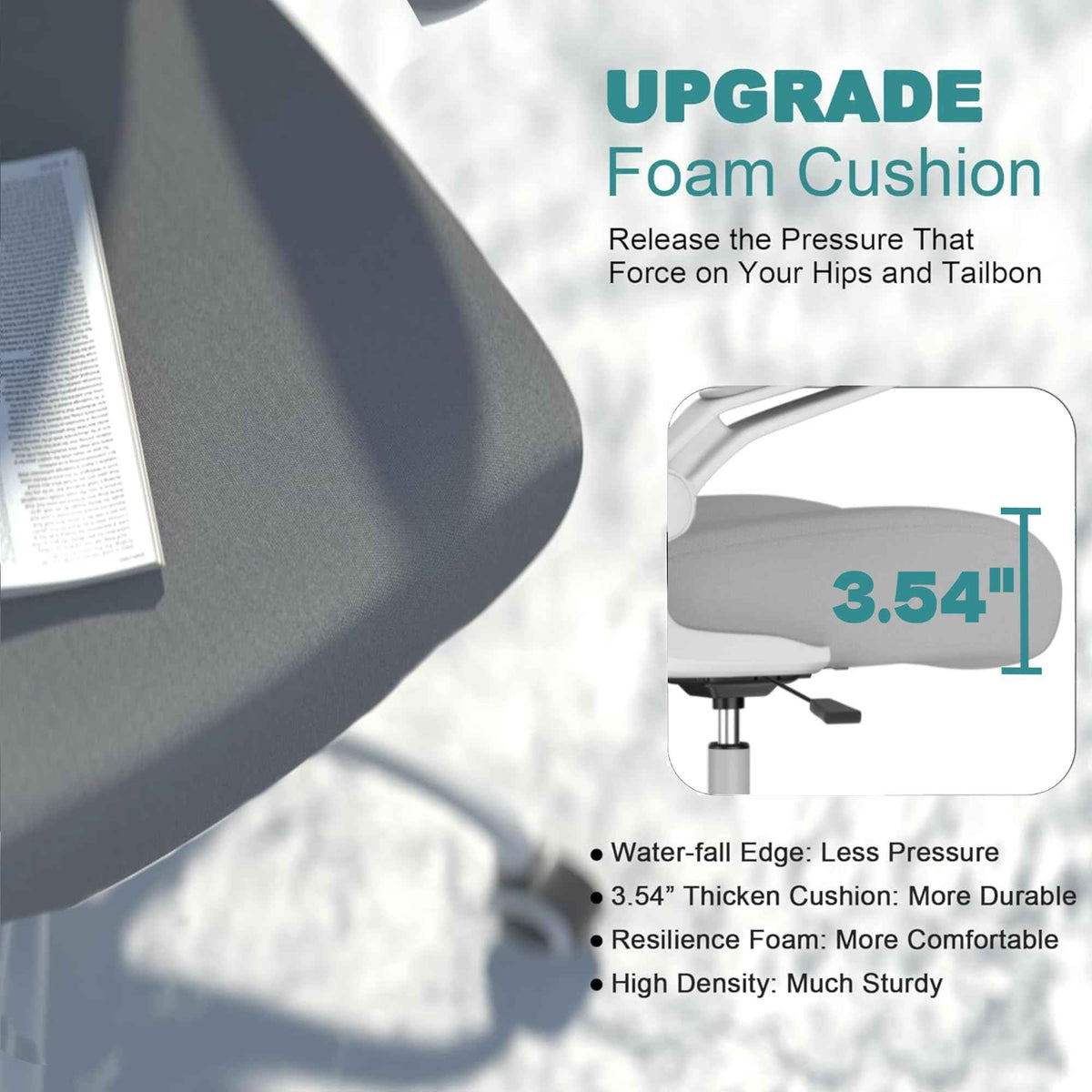 Mimoglad Office Chair, Comfy Desk Chair - High Back Ergonomic Computer Chair with Adjustable Lumbar Support & Headrest, Flip-up Armrests for Guitar Playing (Moon Grey) 🍁 All In One Marketplace Canada