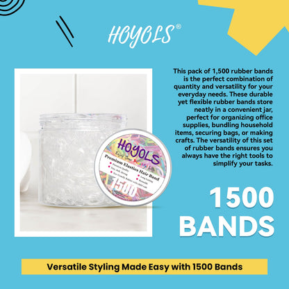Hoyols Clear Hair Elastics 1500pcs, Strong Hold Small Mini Rubber Bands, No Damage No Crease Ponytail & Braids for Kids, Thick & Durable 🍁 All In One Marketplace Canada