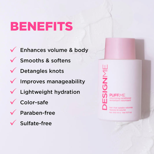 PUFF.ME Volumizing Conditioner by DESIGNME | Hydrating with Sunflower Seed Oil for Hair Volume | Detangling Conditioner for Straight & Wavy Hair | Sulfate Free 🍁 All In One Marketplace Canada