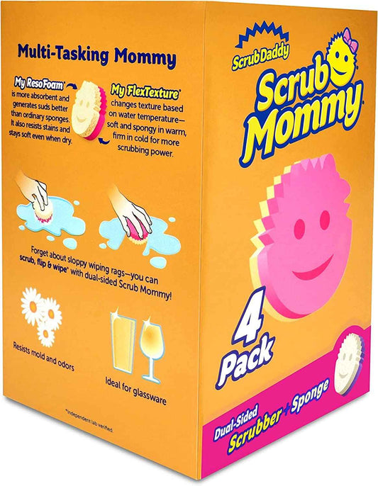 Scrub Daddy Dual Sided Sponge and Scrubber - Scrub Mommy - Scratch Free Sponge for Dishes and Home, Soft in Warm Water, Firm in Cold, Odor Resistant 4 Count 🍁 All In One Marketplace Canada