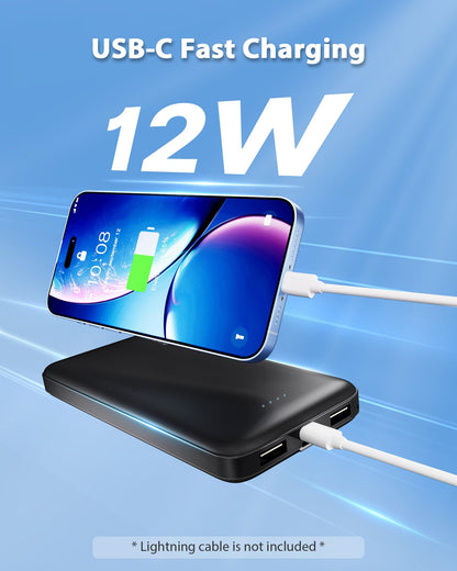 Miady 2-Pack 10000mAh Dual USB Portable Charger, Slim USB-C Power Bank, Travel Battery Pack 3 Outputs 2 Inputs Compatible with iPhone 17/16/15/14 Galaxy S24/22 Google iPad Android etc 🍁 All In One Marketplace Canada