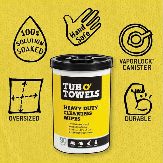 Tub O Towels TW90 Heavy-Duty 10" x 12" Size Multi-Surface Cleaning Wipes, 90 Count Per Canister 🍁 All In One Marketplace Canada