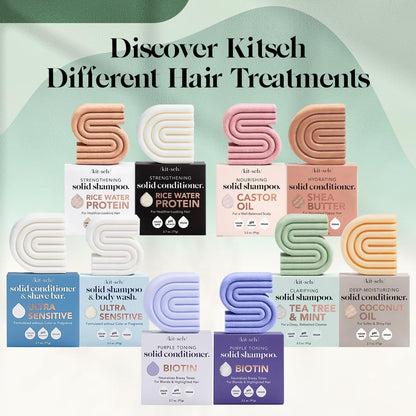 Kitsch Rosemary & Biotin Shampoo and Conditioner Set for Hair Growth - Strengthening, Thickening & Volumizing Shampoo and Conditioner Bar - Paraben, Sulfate & Silicone Free - 2 pack 🍁 All In One Marketplace Canada