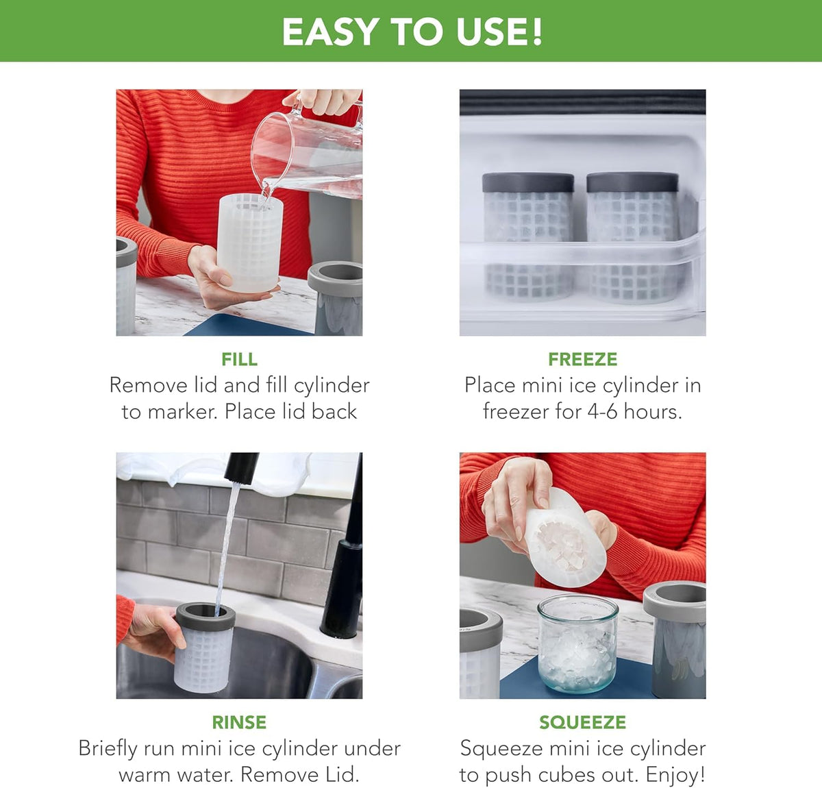 Tovolo Mini Ice Cylinder- Squeeze & Release- Set of 2, 1000422 🍁 All In One Marketplace Canada