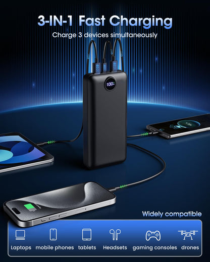 Power Bank Fast Charging 50000mAh 22.5W Portable Charger USB C Quick Charge with 3 Outputs & 2 Inputs LED Display Huge Capacity External Battery Pack for iPhone, Samsung, iPad etc 🍁 All In One Marketplace Canada