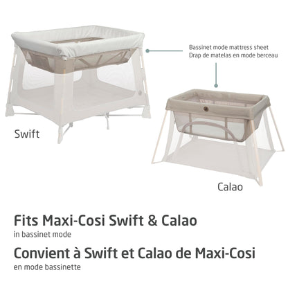 Maxi-Cosi Swift/Calao Bassinet Mode Fitted Sheets – 2-Pack, 100% Cotton, Soft and Breathable, Durable, Perfect Fit for Playard Bassinet Mattress, Machine Washable, Baby Bedding Essentials 🍁 All In One Marketplace Canada
