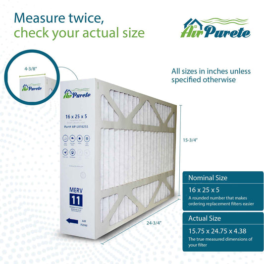 AirPurete 16x25x5 MERV 11 Air Filter, Replacement for Lennox X6670, Honeywell FC100A1029, Pleated HVAC AC Furnace Filters for Home (Actual Size: 15.75 x 24.75 x 4.38) | 3-Pack 🍁 All In One Marketplace Canada
