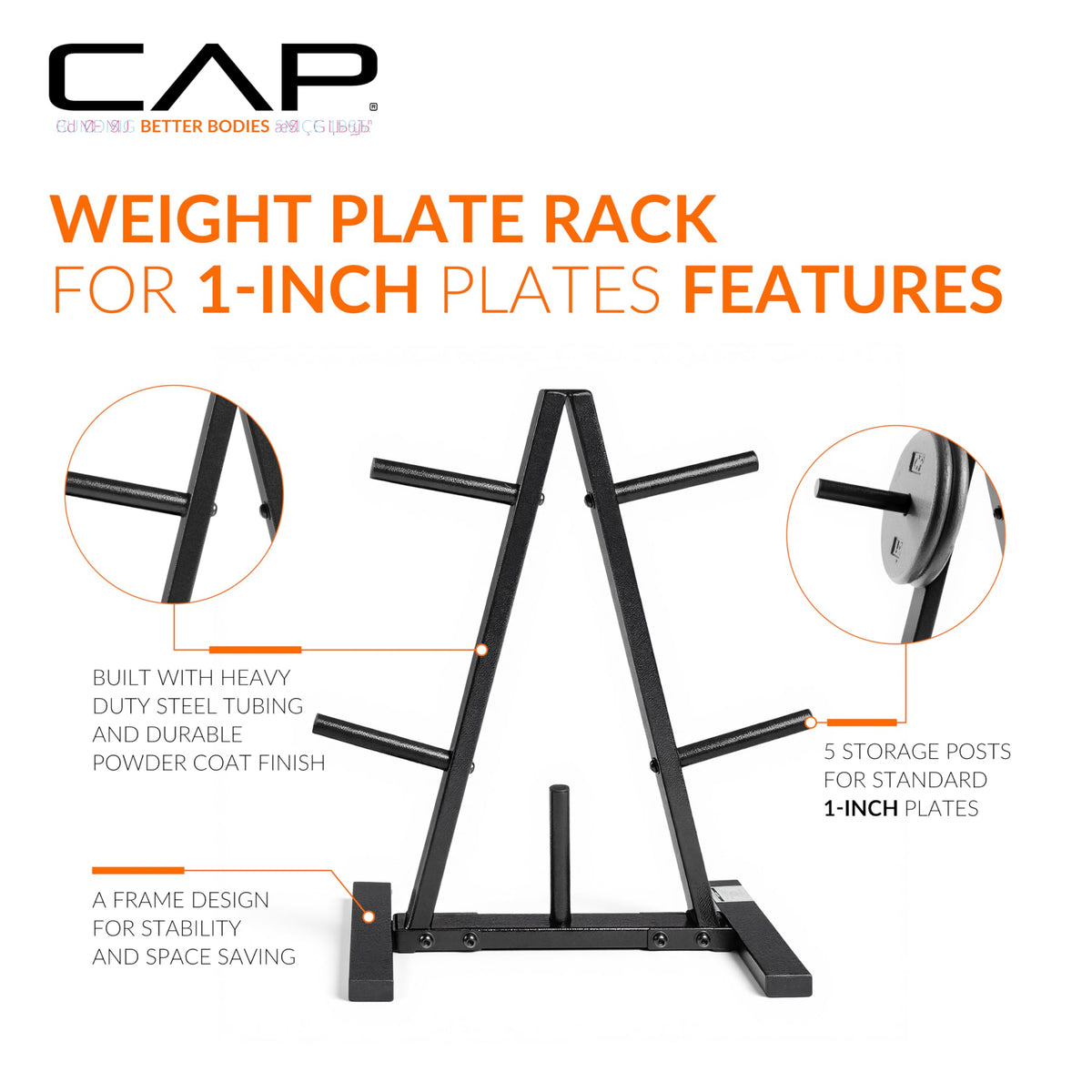CAP Barbell 1-Inch Standard Weight Plate Rack | Black 🍁 All In One Marketplace Canada