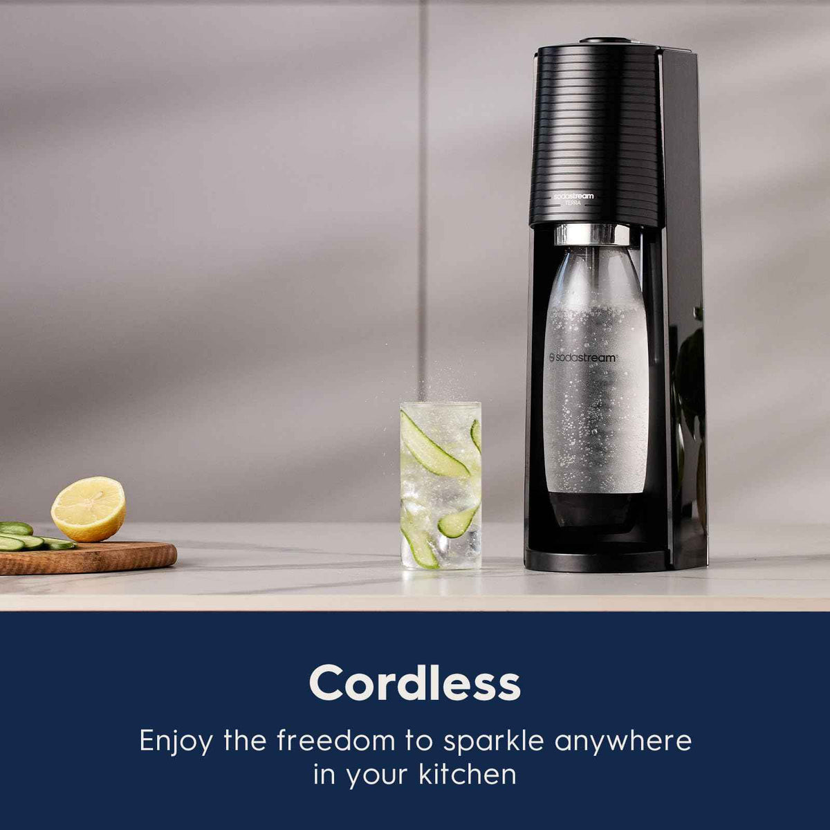 SodaStream Terra Sparkling Water Maker with CO2 Cylinder, 1L Dishwasher Safe Bottle & Bubly Drink (Black) 🍁 All In One Marketplace Canada