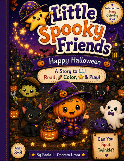 Little Spooky friends: Happy Halloween: A Story to read, color & play