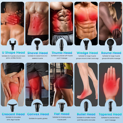 TAIJIMA Deep Tissue Massage Gun for Athletes - Handheld Muscle Massager with 10 Attachments, 30 Speed Levels, LCD Touch Screen, 2000mAh Battery, Low Noise, Portable Gift Box (Black) 🍁 All In One Marketplace Canada