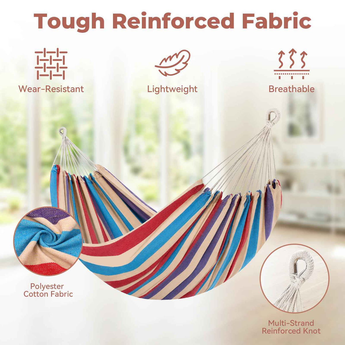 Hammock with Stand, Ohuhu Double Hammock with Space Saving Steel Stand & Pillow 2 Person Hammocks with Portable Carrying Bag for Camping Garden Patio Indoor Use Gift for Birthday, Tropical 🍁 All In One Marketplace Canada