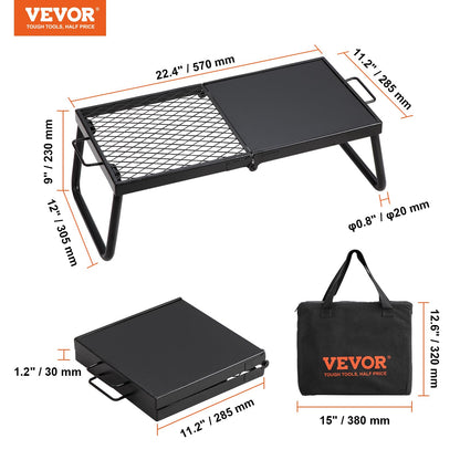 VEVOR Folding Campfire Grill, Heavy Duty Steel Mesh Grate, 22.4" Portable Camping Grates Over Fire Pit, Camp Fire Cooking Equipment with Legs Carrying Bag, Grilling Rack for Outdoor Open Flame Cooking 🍁 All In One Marketplace Canada