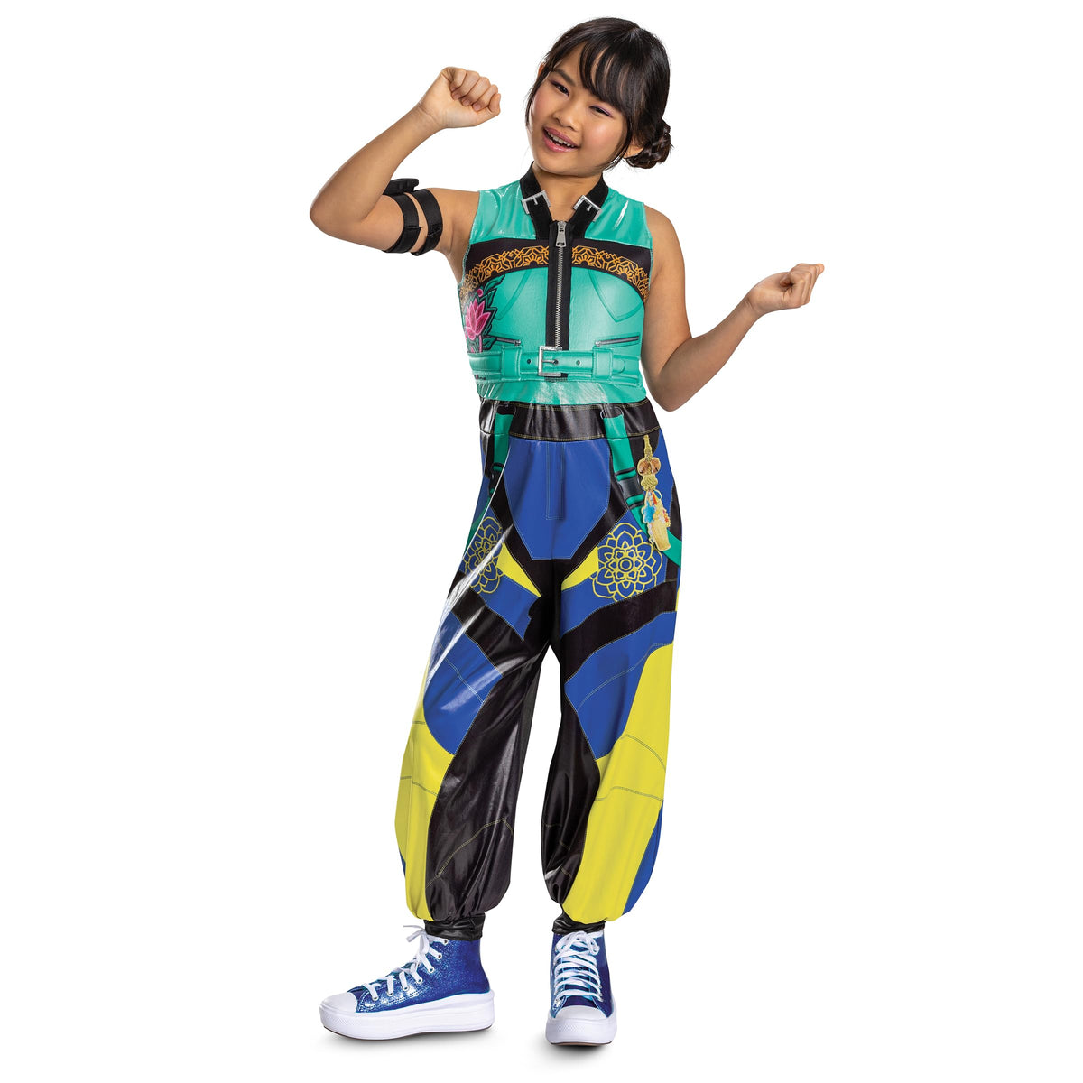 K-Pop Demon Hunters Zoey Costume, Official Halloween Jumpsuit and Arm Accessory Outfit, Kids Size (7-8)