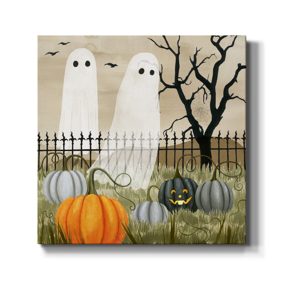 Renditions Gallery Modern Canvas Wall Art Pictures for Office Decorations Halloween Hunted Pumpkin Patch Premium Wall Hanging Wooden Artwork for Livingroom Kitchen Paintings - 10"X10" LT508