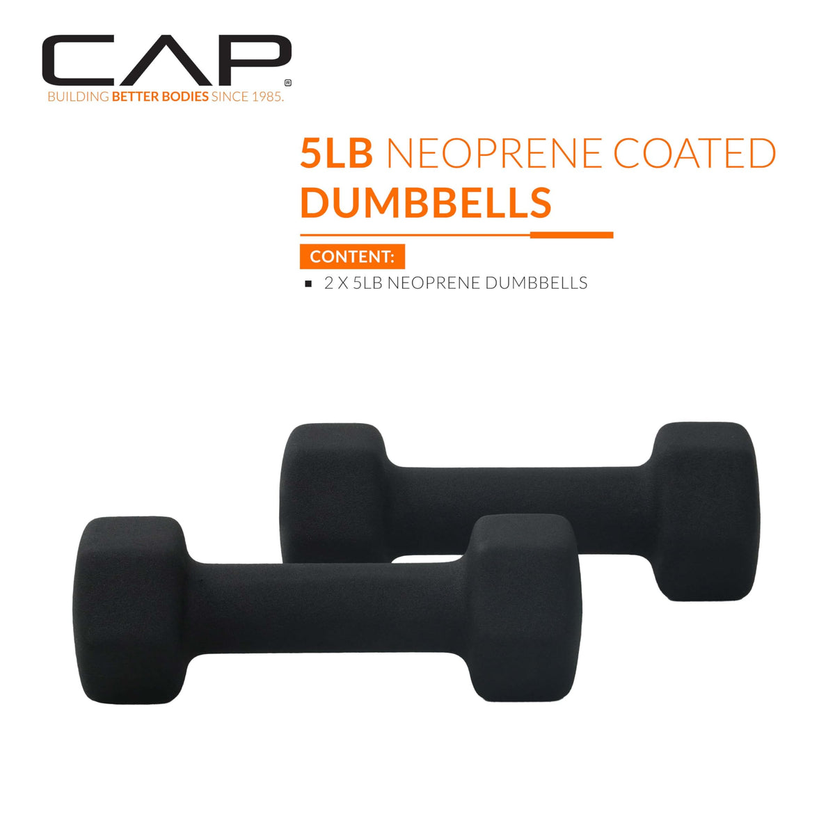 CAP Barbell Neoprene Dumbbell Weights, 5 lb Pair, Black 🍁 All In One Marketplace Canada