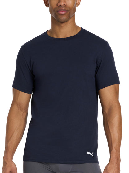 PUMA Men's 4 Pack Cotton Crewneck Short Sleeve T-Shirt, Black/Grey/White/Navy, Medium 🍁 All In One Marketplace Canada
