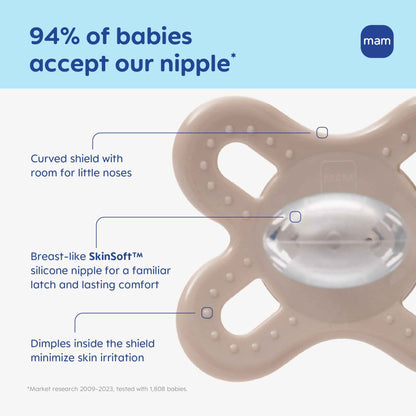 MAM Original Start Baby Pacifiers 0-3 Mths Skin Soft Silicone, 4 Pack 🍁 All In One Marketplace Canada