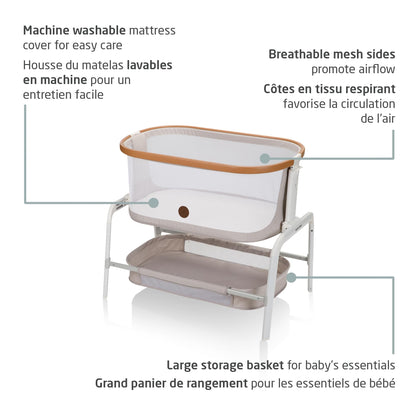 Maxi-Cosi Iora Bedside Bassinet , infant bedside sleeper crib, 4 height positions, portable & folds flat, large storage basket, includes travel bag, Horizon Sand 🍁 All In One Marketplace Canada