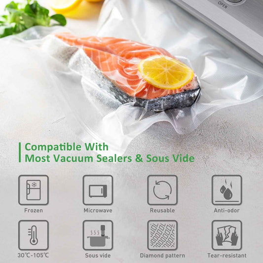 Food Vacuum Sealer Bag Rolls: KitchenBoss 6 Rolls Food Saver Bags,6 8 11 inch Sous Vide Bags Rolls with BPA Free, Commercial Grade Vac seal Bags for All Vacuum Sealer 🍁 All In One Marketplace Canada