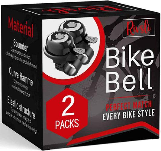 2 Pack Classic Bike Bell, Bicycle Bell | Loud Crisp Clear Sound for City Commuting & Mountain Bikes, BMX Bike, Sports Bike, Durable & Easy-Thumb Hit for Adults Kids, Right Hand/Left Hand Use - Black 🍁 All In One Marketplace Canada