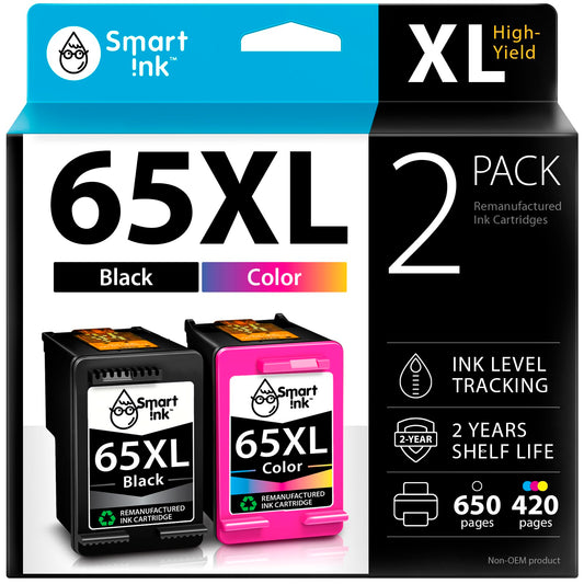 Smart Ink Remanufactured Ink Cartridges Replacement for HP 65 XL HP 65XL (Black & Color 2 Combo Pack) for DeskJet 3755 2600 2625 2652 2655 3700 3720 3752 3772 Envy 5000 5010 5052 5055 Printer Series 🍁 All In One Marketplace Canada