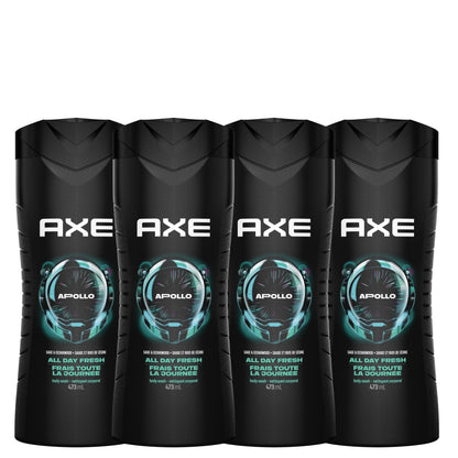 AXE Apollo Men's Body Wash for All Day Freshness, Sage & Cedarwood, with 100% Plant-Based Moisturizers, 473ml (Pack of 4) 🍁 All In One Marketplace Canada