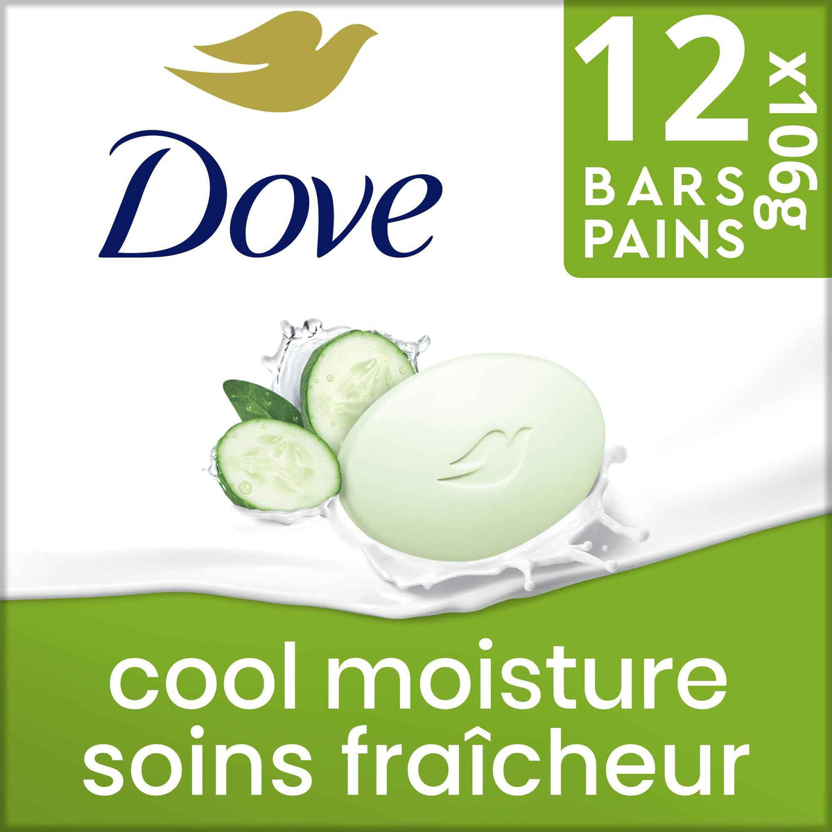 Dove Cool Moisture Beauty Bar Soap Cucumber Green Tea Scent, 106g, 12 Bars 🍁 All In One Marketplace Canada