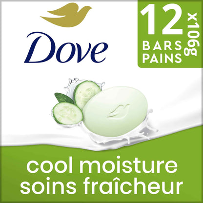 Dove Cool Moisture Beauty Bar Soap Cucumber Green Tea Scent, 106g, 12 Bars 🍁 All In One Marketplace Canada