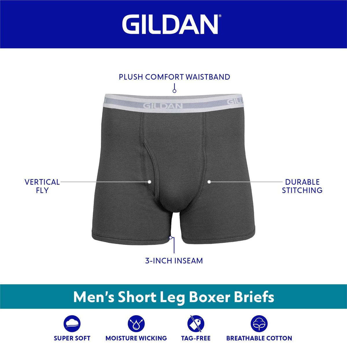 Gildan Men's Underwear Boxer Briefs, Multipack, Mixed Blue (5-Pack), X-Large 🍁 All In One Marketplace Canada