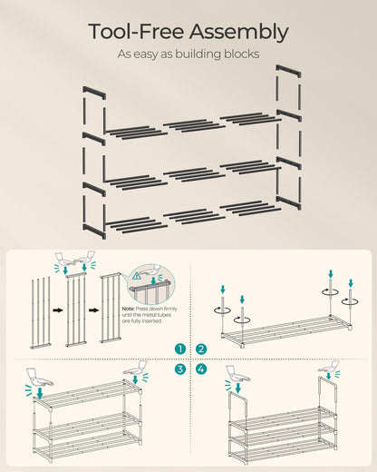 SONGMICS Shoe Rack, 3-Tier Shoe Organizer, Sturdy Storage Shelf, Upright or Upside Down, for 16-20 Pairs, Stackable, for Entryway, 30 x 92 x 55 cm, Black ULSA303B02 🍁 All In One Marketplace Canada