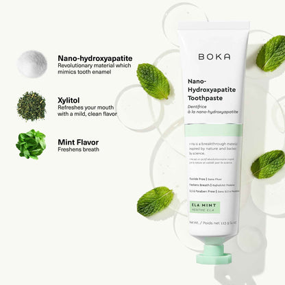 Boka Fluoride Free Toothpaste, Nano Hydroxyapatite Toothpaste, Appropriate for Sensitive Teeth - for Adult Oral Care - Ela Mint Flavor, 1.3 Fl Oz 2Pk US Manufactured 🍁 All In One Marketplace Canada