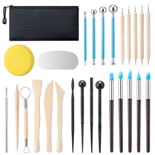 Amrules Clay Tools Kit, 27 PCS Pottery Tools, Practical Polymer Clay Sculpting Tools Kit, Air Dry Clay Tools Set for Adults, Pottery Craft, Dotting, Carving, Drawing, Molding, Modeling, Shaping 🍁 All In One Marketplace Canada