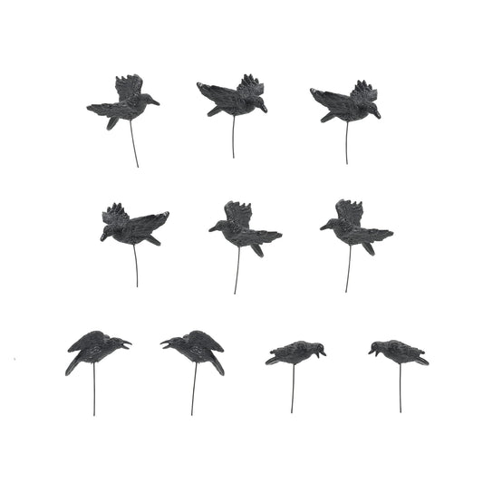 Department 56 Village Halloween Accessories Crows Figurine Set, 1.65 Inch, Black