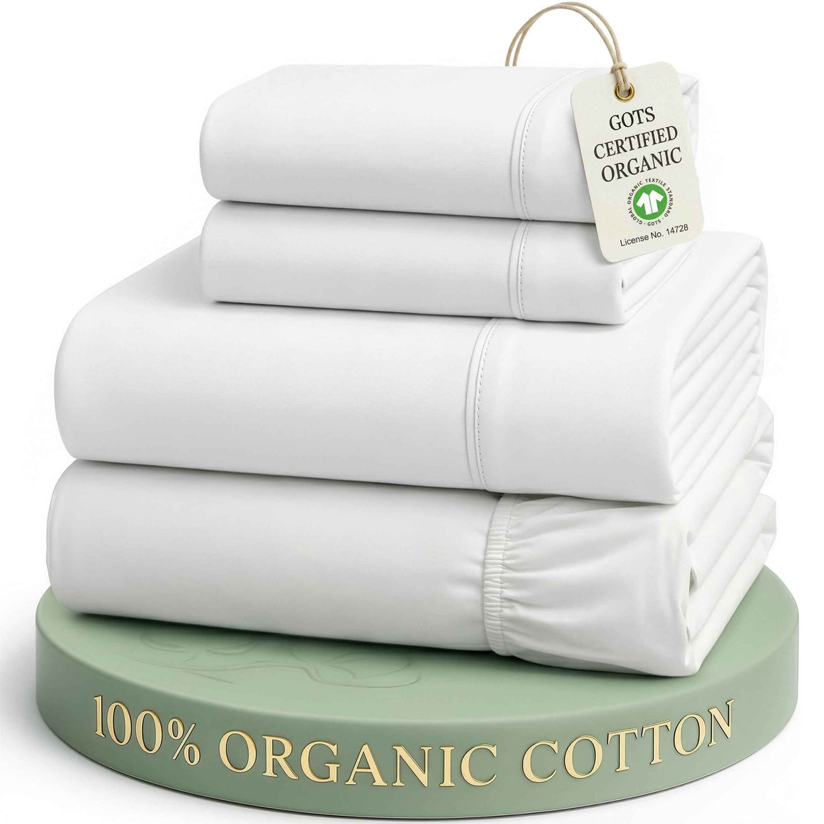 Lane Linen 100% Organic Cotton Queen Sheet Set, 4-Piece Percale Bed Sheets for Queen Bed - Soft, Breathable, Hypoallergenic, Deep Pocket Fits Mattress Up to 15" Deep, Hotel Quality Sheets - White 🍁 All In One Marketplace Canada