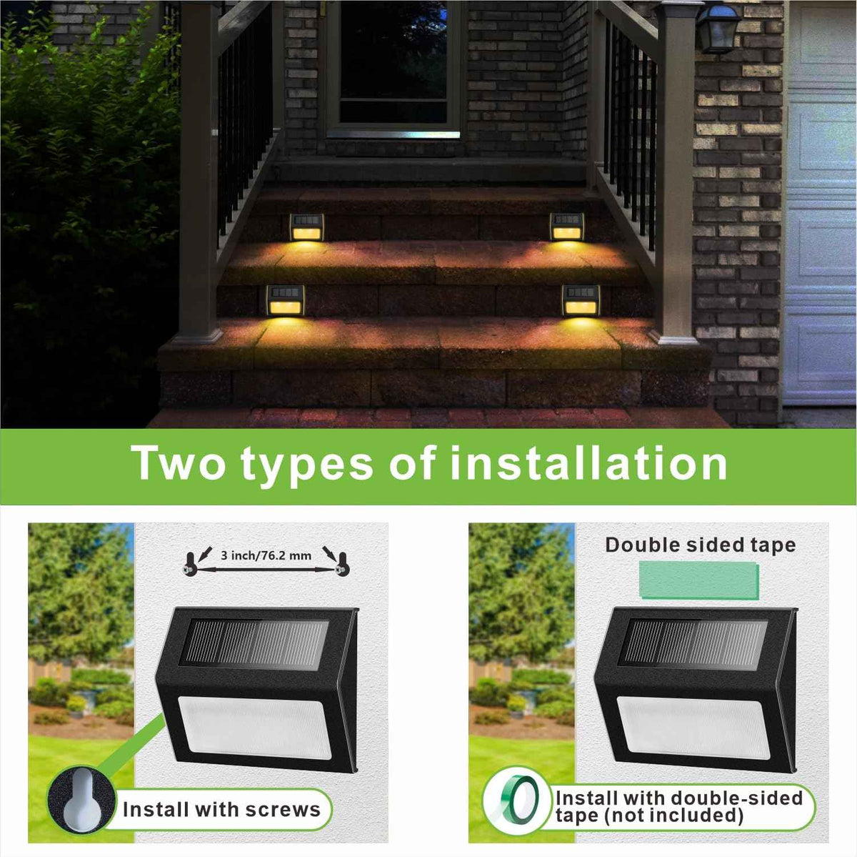 Solar Lights for Steps Decks Pathway Yard Stairs Fences, LED lamp, Rainproof, Black Metal case, 6 Pack 🍁 All In One Marketplace Canada